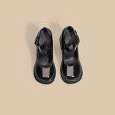 Women's Thick Bottom Waterproof Platform Round Toe Strap Style Heels